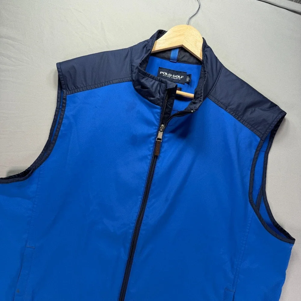 Polo Ralph Lauren Vest Mens Large Blue Full Zip Performance Golf Lightweight